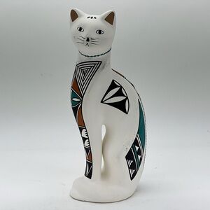 Native American Cat Sculpture Figurine Navajo Acoma Indigenous  Pueblo Southwest